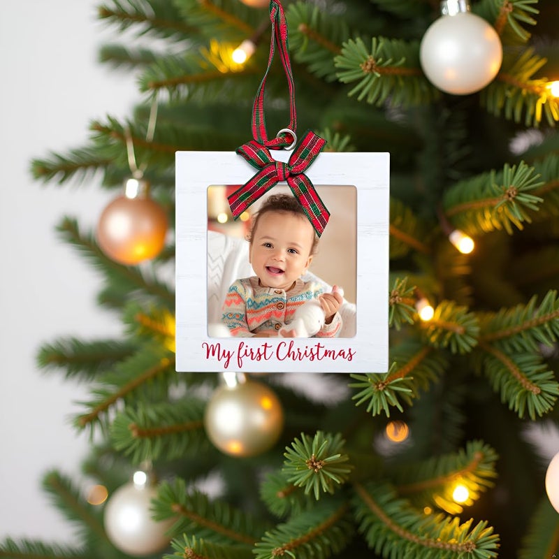 Kate & Milo My First Christmas Photo Ornament, Babys First Christmas Tree Ornament, Newborn Photo Holiday Keepsake, New and Expecting Parents Gift, Rustic - Image 5